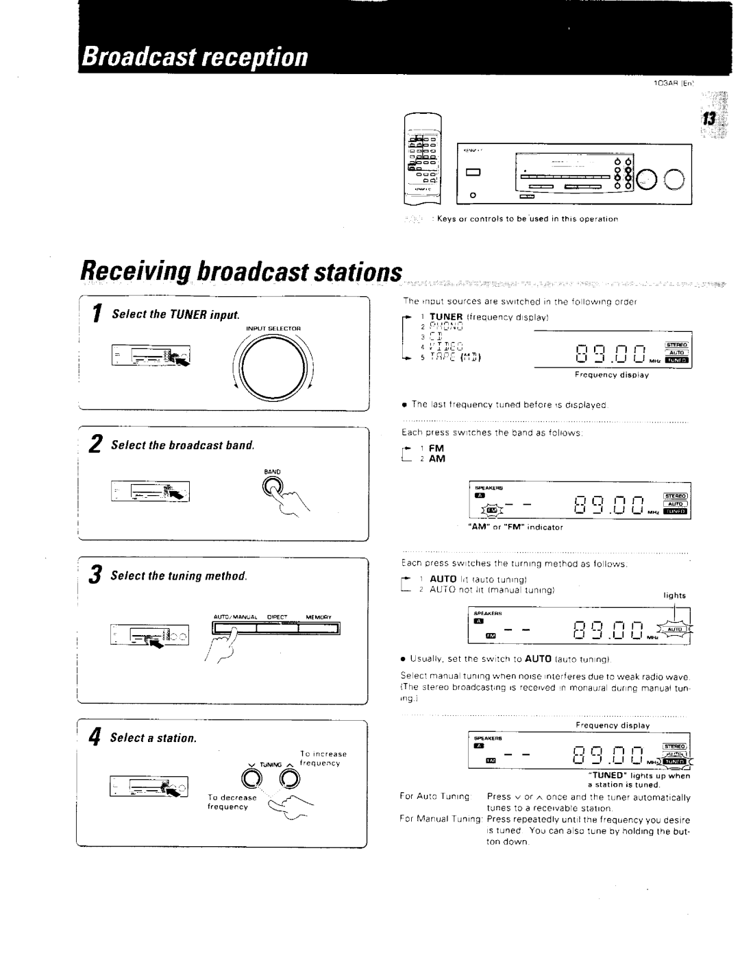 Kenwood 103AR, 376, Stereo Receiver manual 