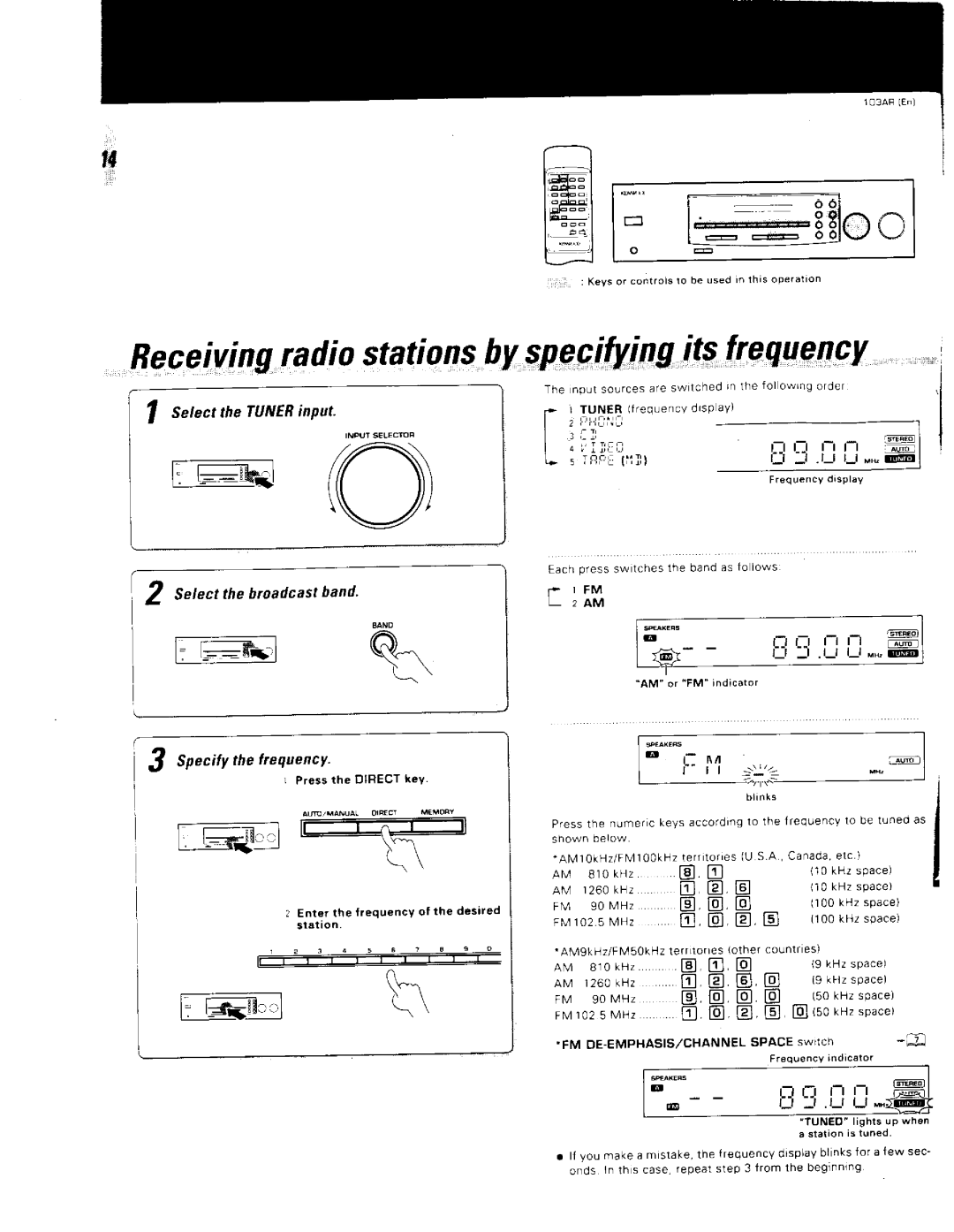 Kenwood Stereo Receiver, 376, 103AR manual 