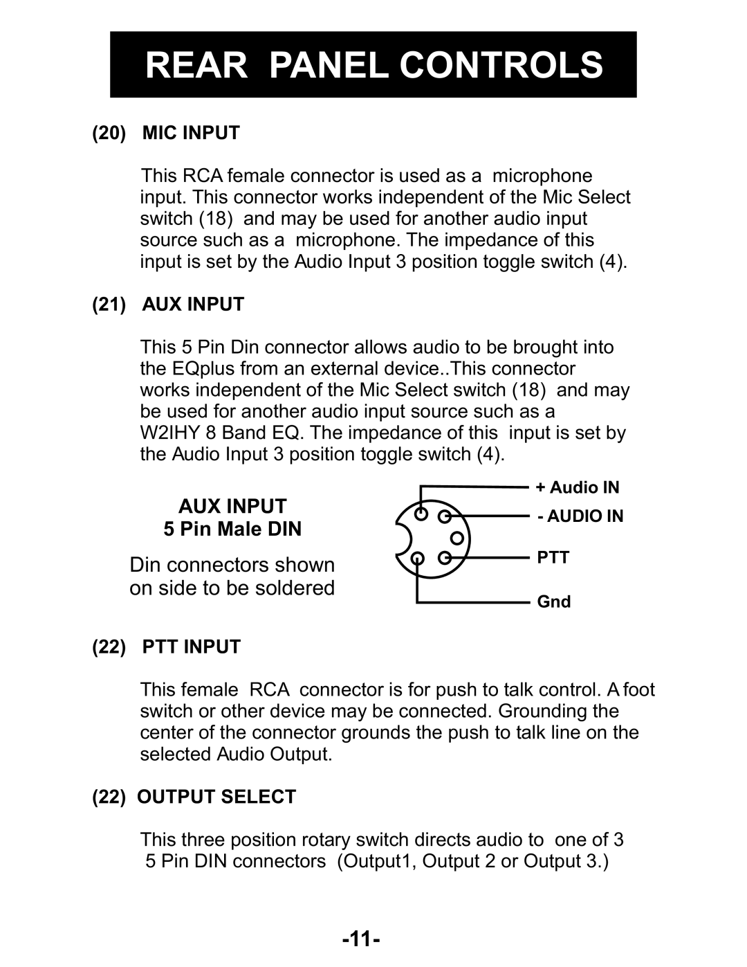 Kenwood AUDIO PROCESSOR manual Rear Panel Controls 