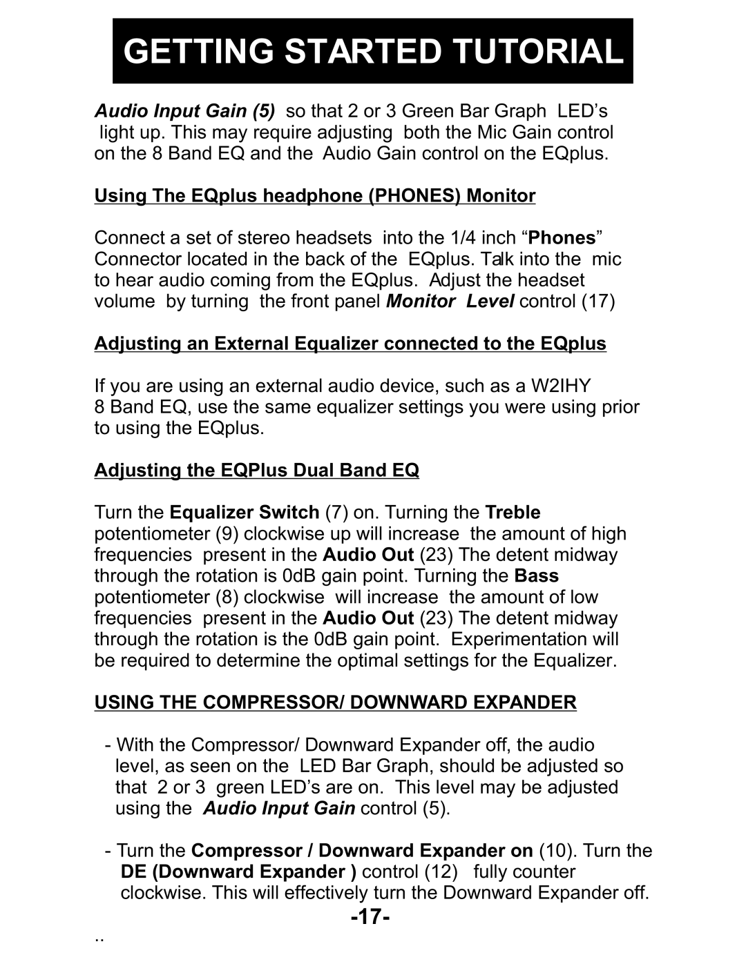 Kenwood AUDIO PROCESSOR Using The EQplus headphone Phones Monitor, Adjusting an External Equalizer connected to the EQplus 