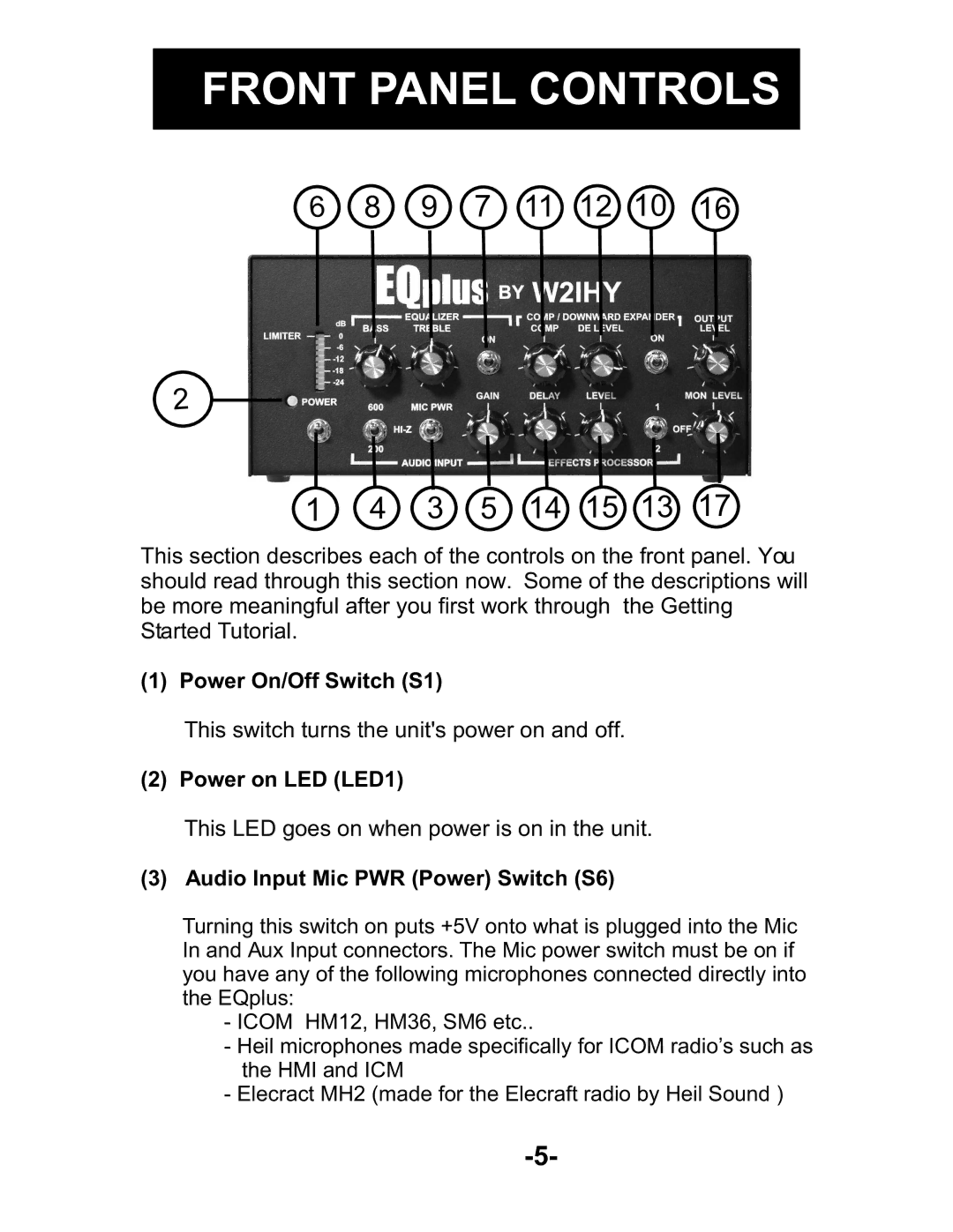 Kenwood AUDIO PROCESSOR manual Front Panel Controls, 3 5 14 15 13 