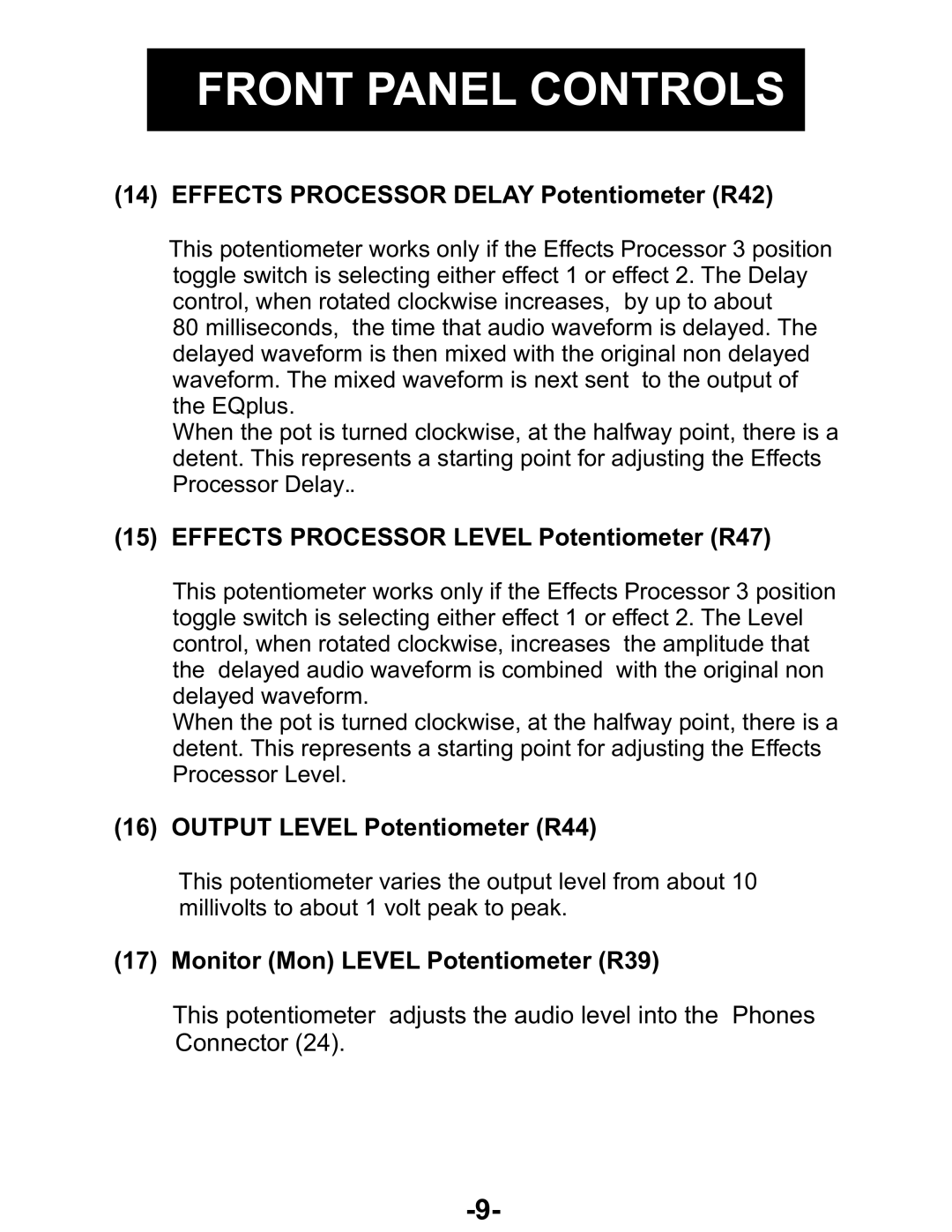 Kenwood AUDIO PROCESSOR manual Effects Processor Delay Potentiometer R42, Effects Processor Level Potentiometer R47 