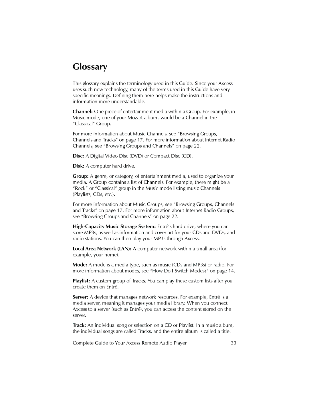 Kenwood Axcess Remote Portal manual Glossary 