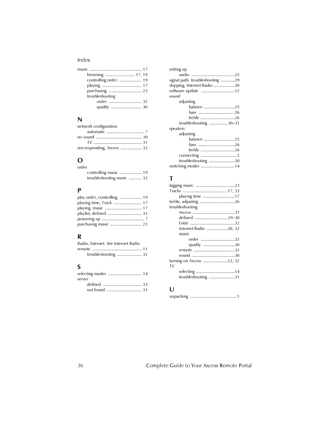 Kenwood Axcess Remote Portal manual Index 