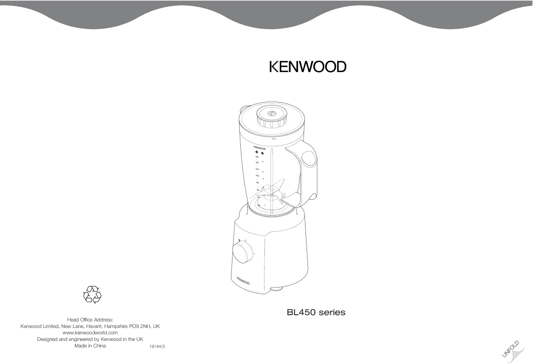 Kenwood BL450 series manual Designed and engineered by Kenwood in the UK 