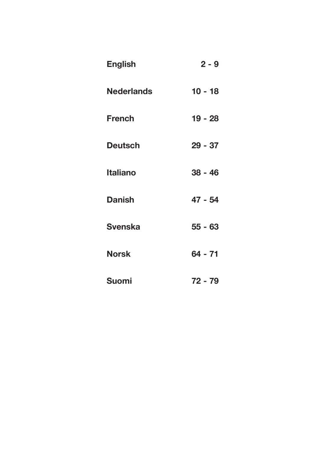 Kenwood BM210 manual English, Nederlands, French, 19, Deutsch, 29, Italiano, 38, Danish, Svenska, 55, Norsk, Suomi, 72 