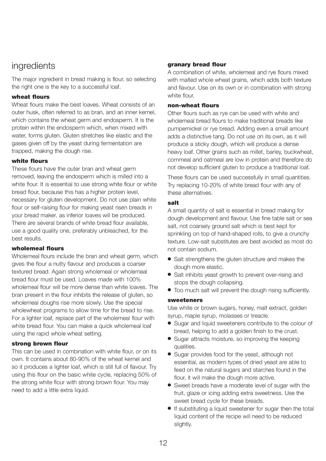 Kenwood BM450 manual Ingredients 