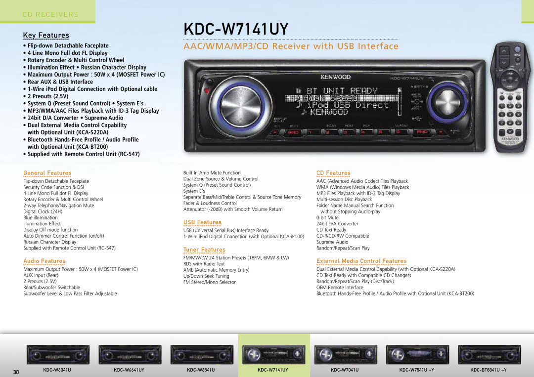 Kenwood Car Entertainment System manual KDC-W7141UY 