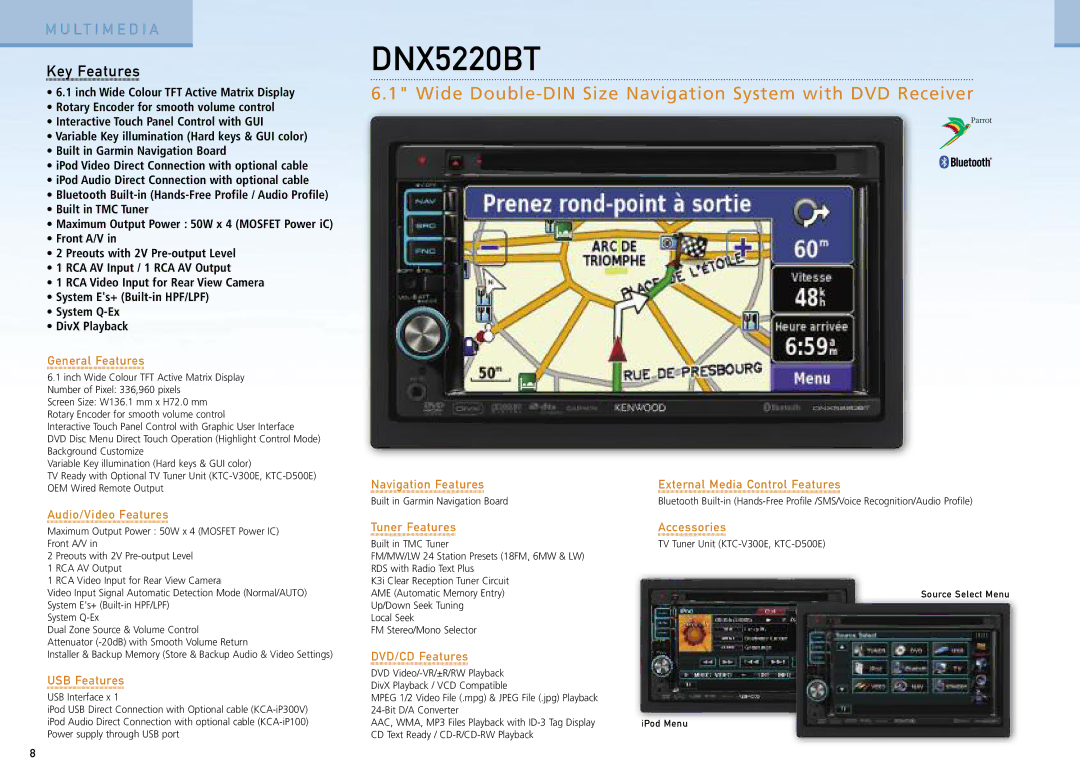 Kenwood Car Entertainment System manual DNX5220BT 