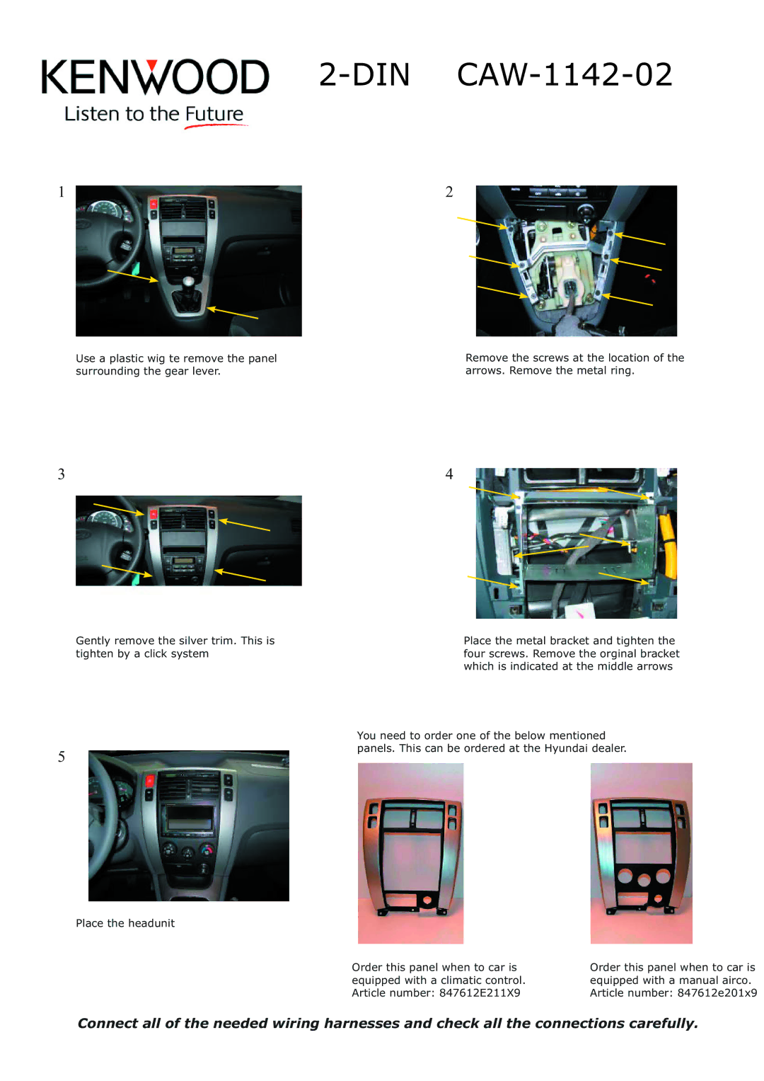 Kenwood CAW-1142-02 installation manual Din 