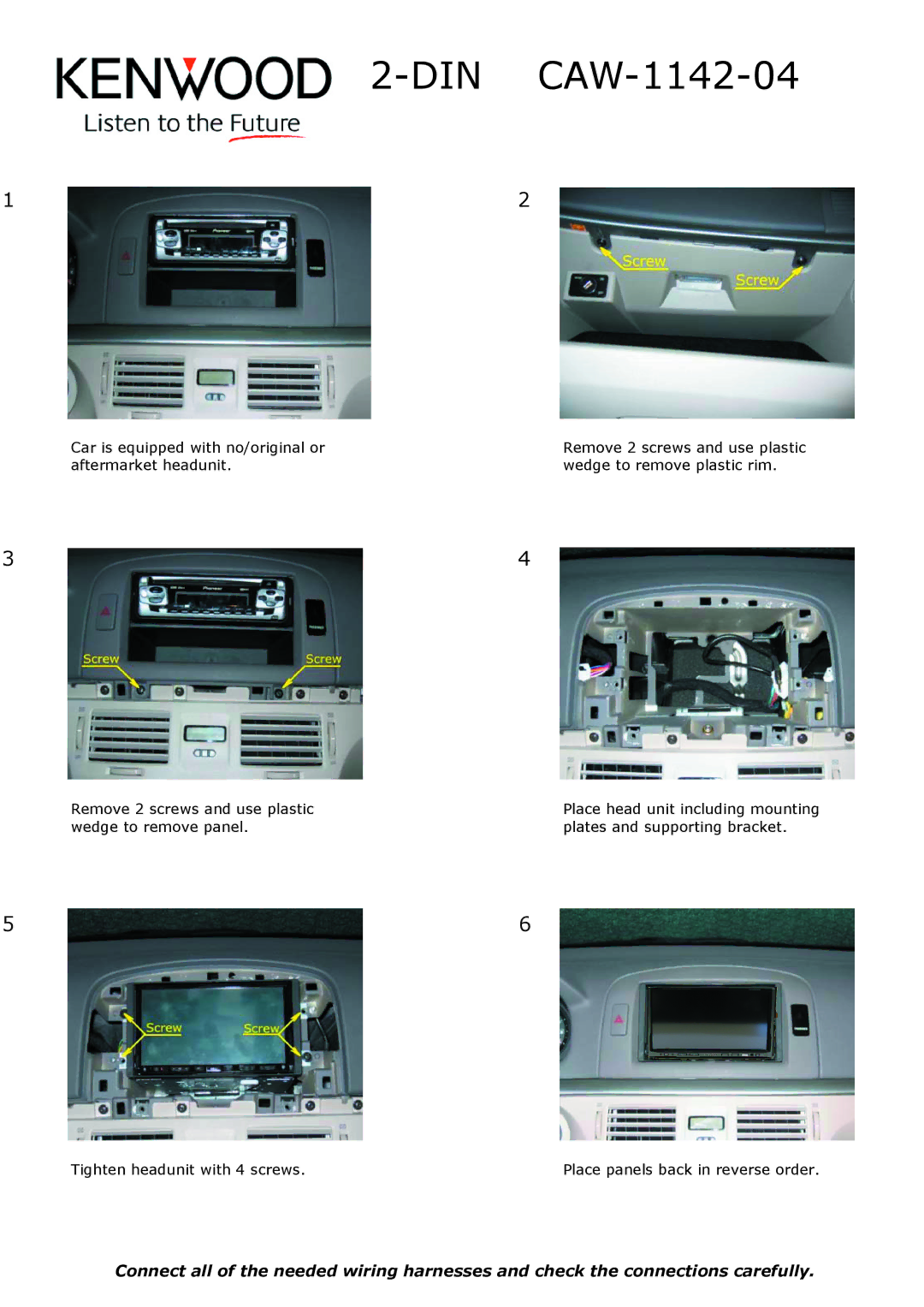 Kenwood installation manual DIN CAW-1142-04 