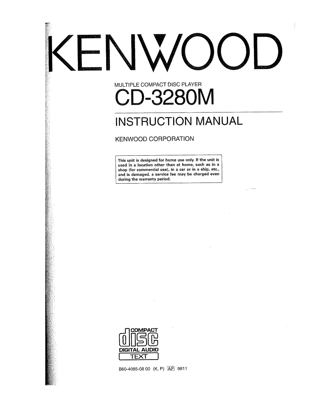 Kenwood CD-3280M manual 