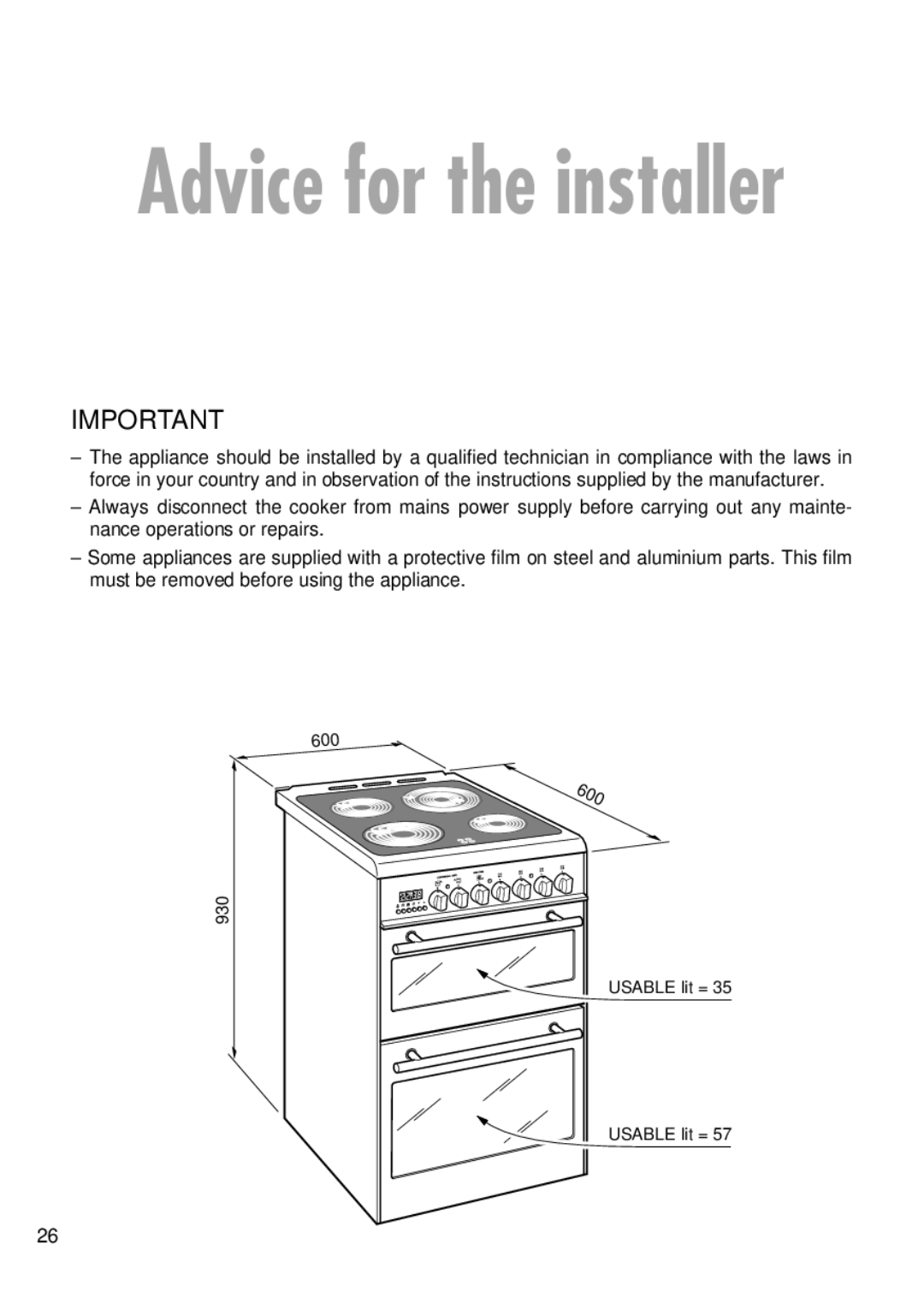 Kenwood CK 280 manual Advice for the installer 