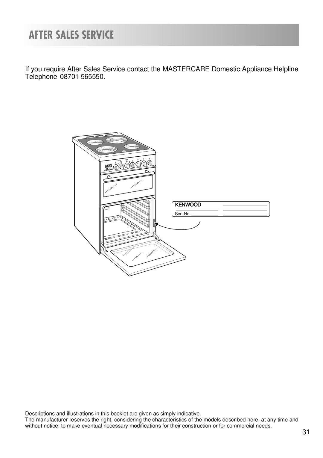 Kenwood CK 280 manual After Sales Service 