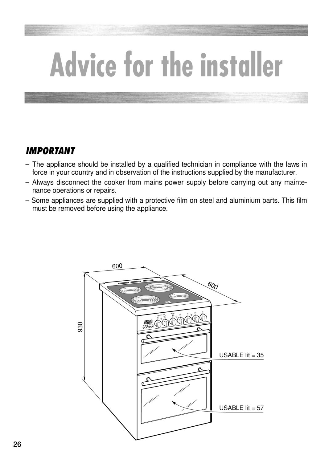 Kenwood CK 280 manual Advice for the installer 