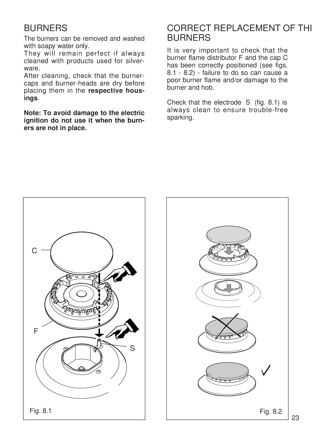 Kenwood CK 300 manual Correct Replacement of the Burners 