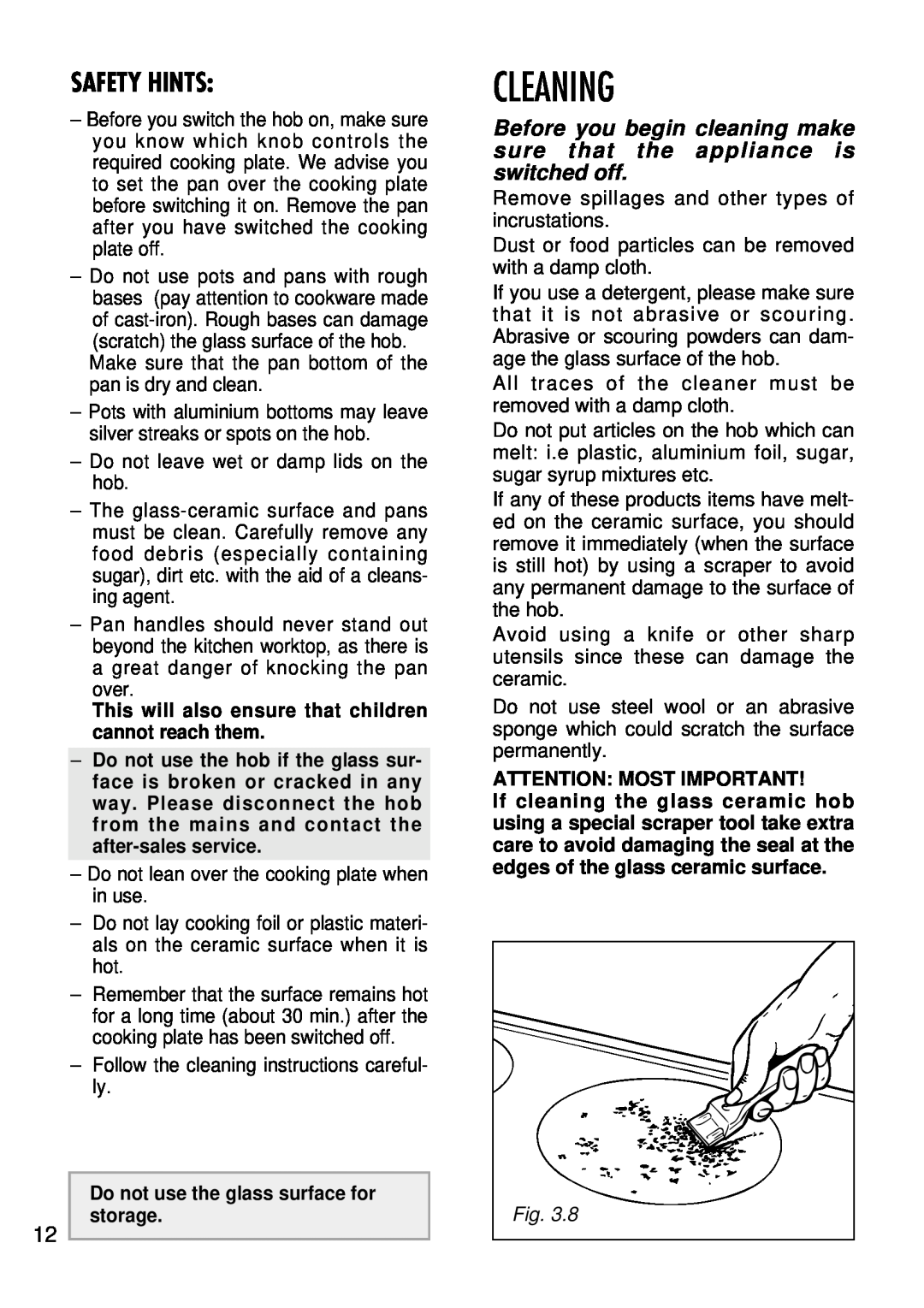 Kenwood CK 680 manual Cleaning, Safety Hints 