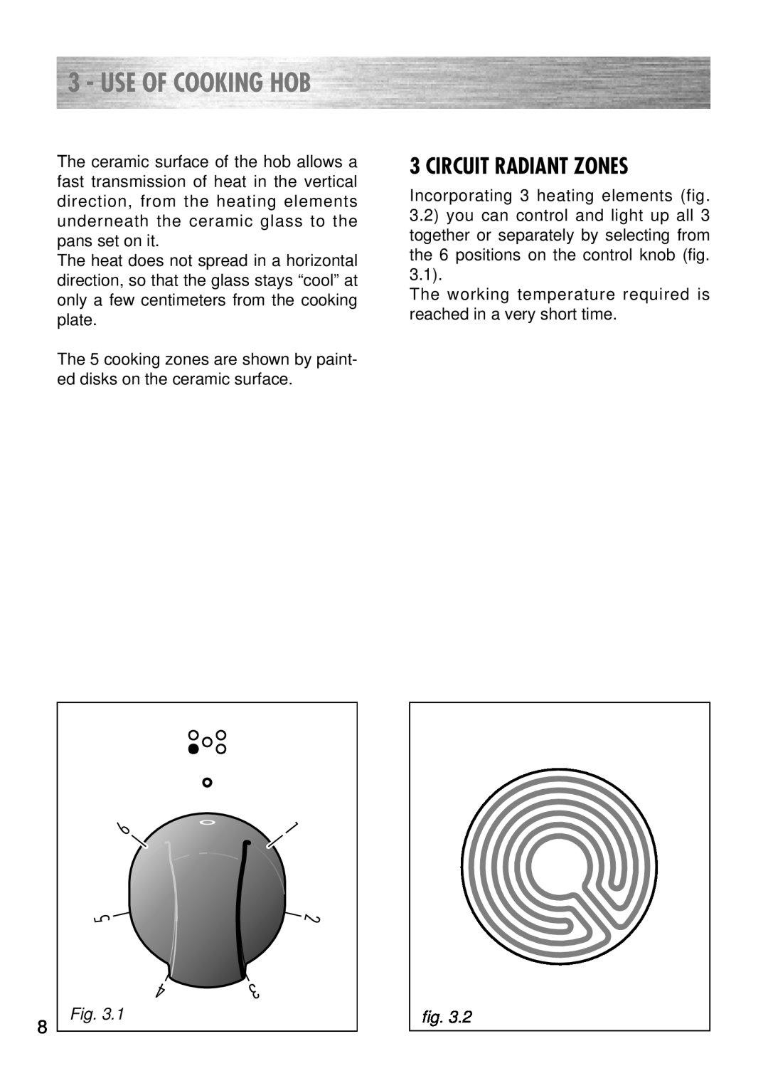 Kenwood CK 680 manual Use Of Cooking Hob, Circuit Radiant Zones 