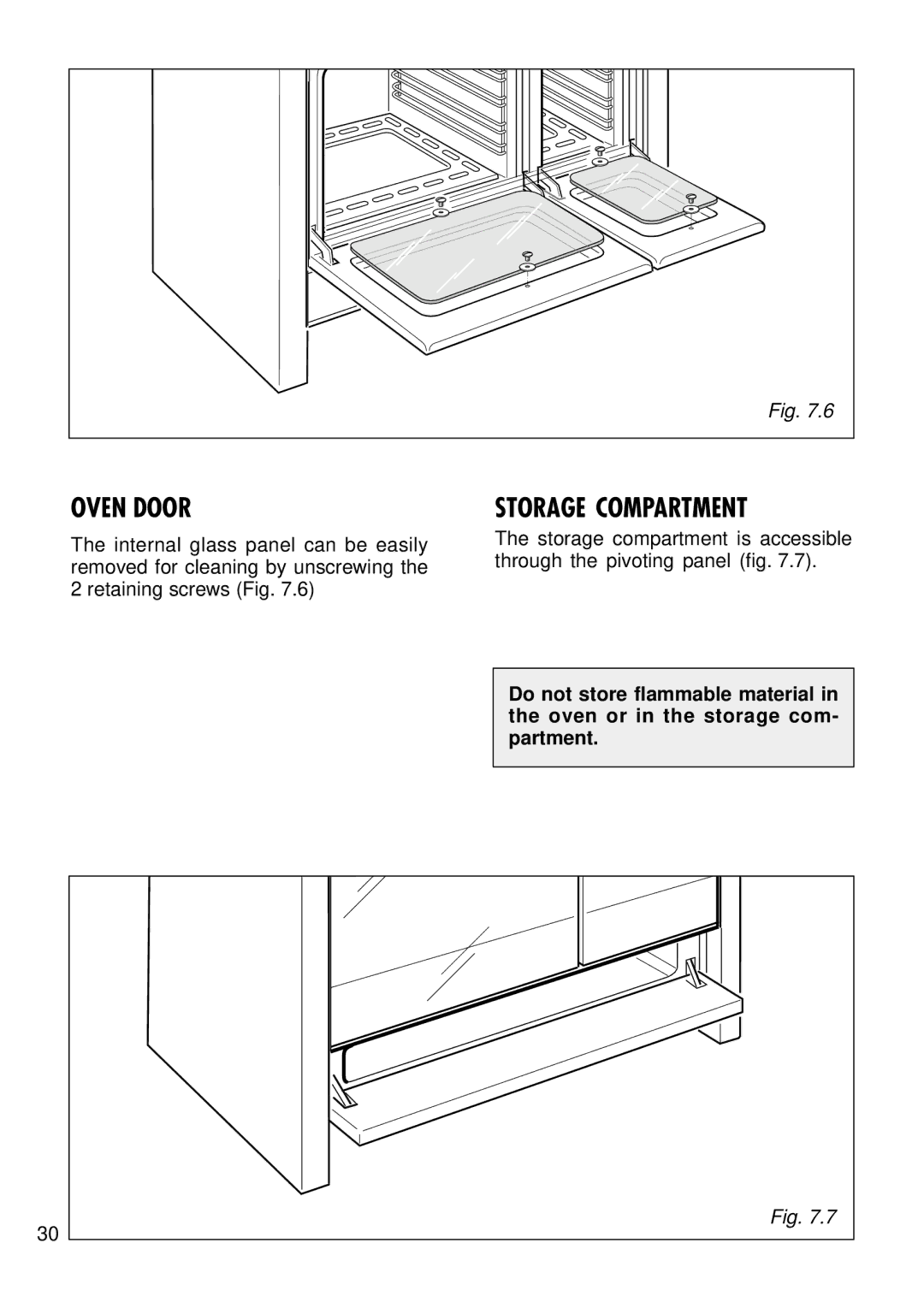 Kenwood CK 740 manual Oven Door, Storage Compartment 