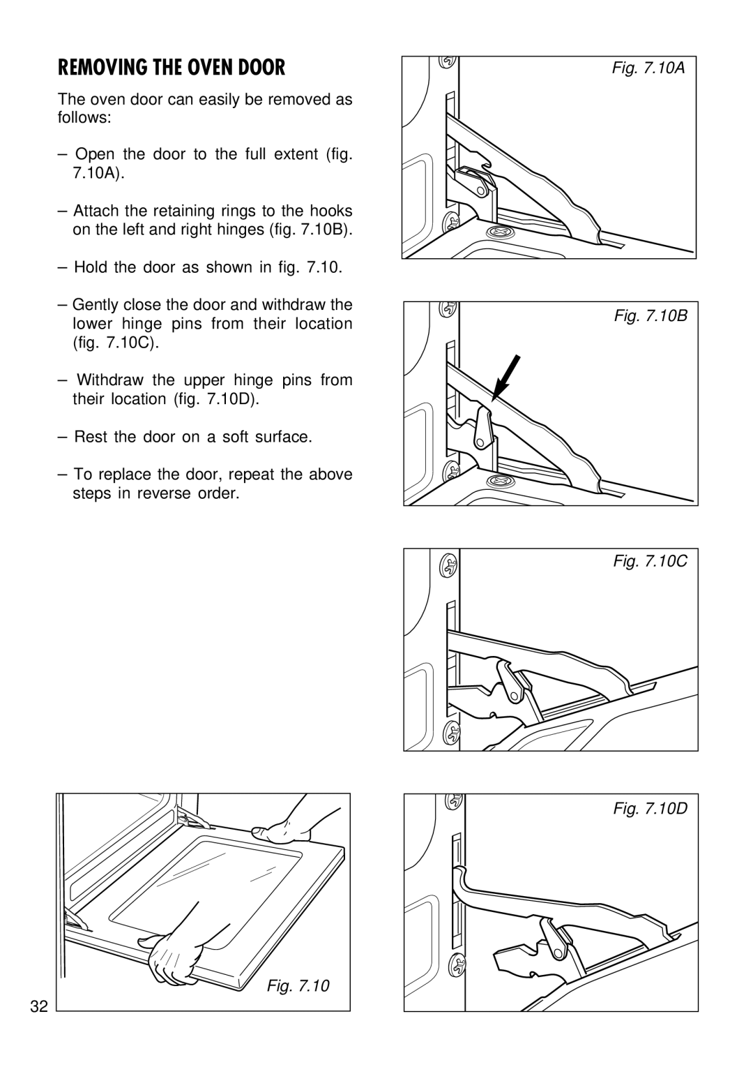 Kenwood CK 740 manual Removing the Oven Door, 10A 