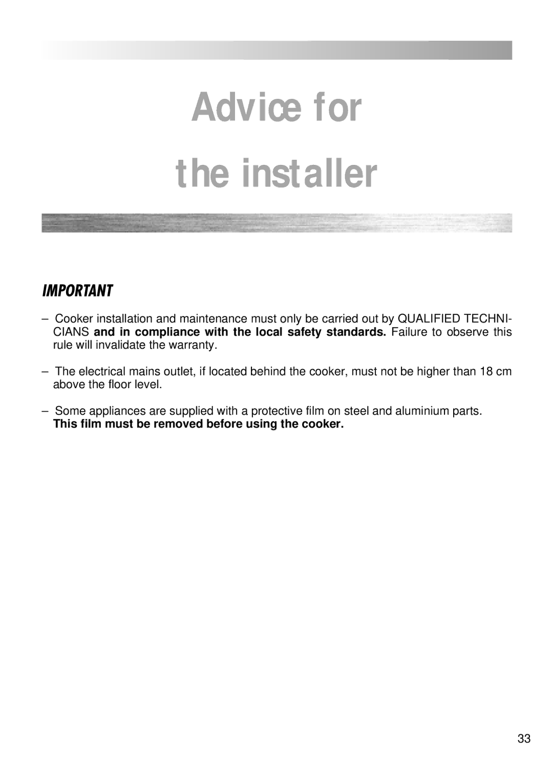 Kenwood CK 740 manual Advice for Installer 