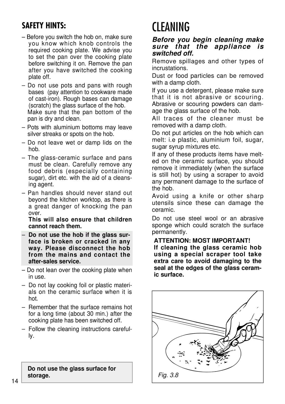 Kenwood CK 780 manual Cleaning, Safety Hints 