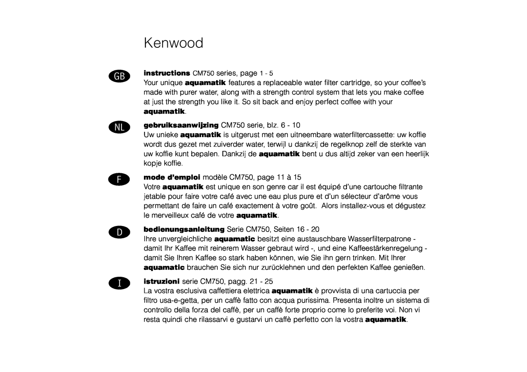Kenwood manual Kenwood, Gb Nl, instructions CM750 series, page 