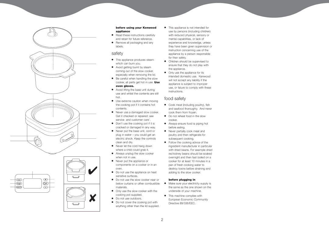 Kenwood CP706, CP707 manual Safety, Food safety, Before using your Kenwood appliance, Before plugging 