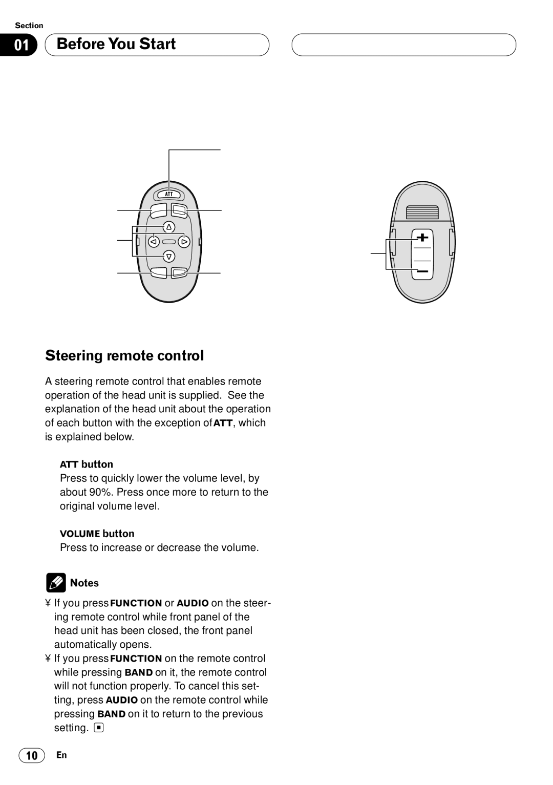 Kenwood CRD3569-A operation manual Steering remote control, # ATT button 