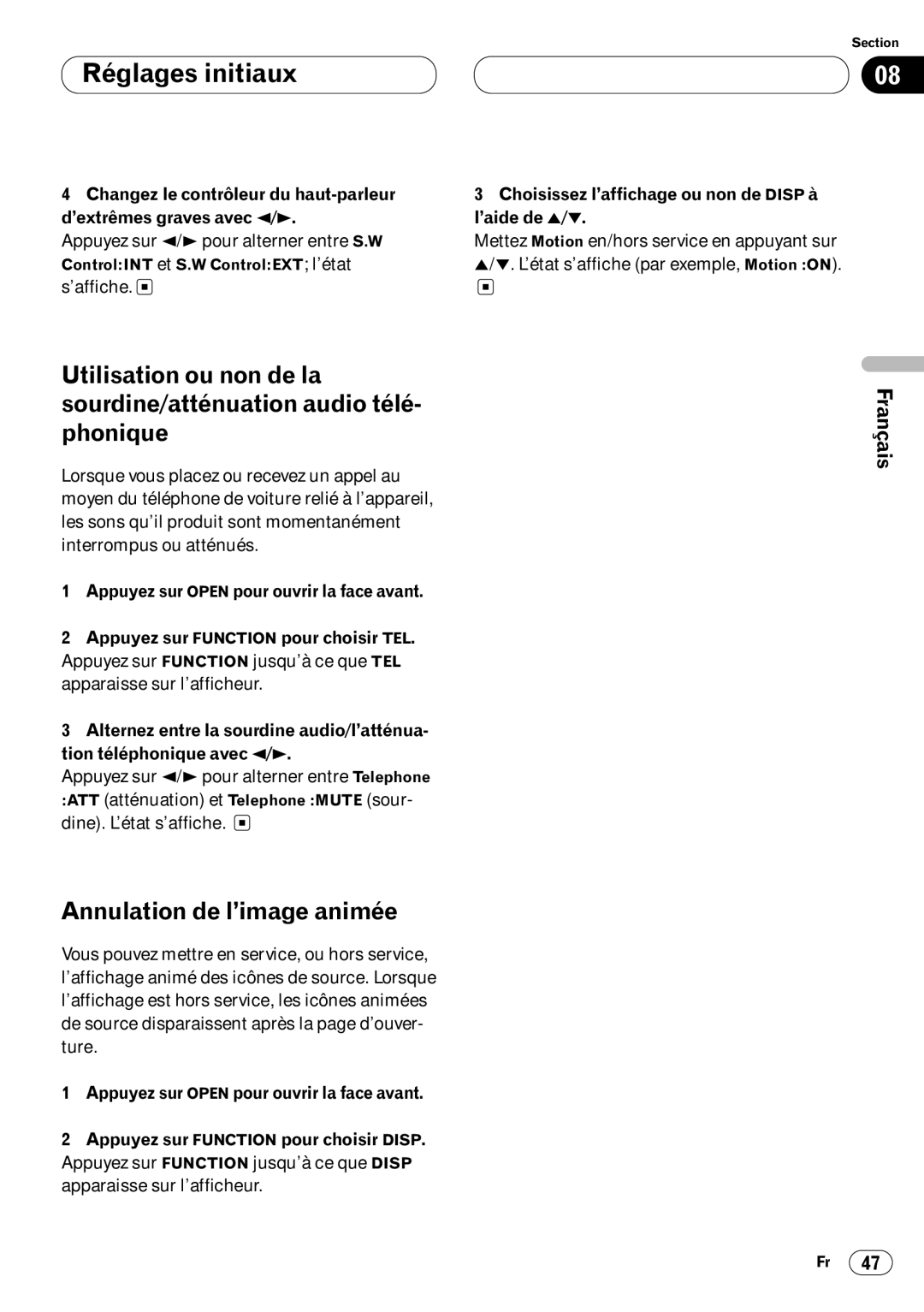 Kenwood CRD3569-A operation manual Annulation de l’image animée, ’affiche 