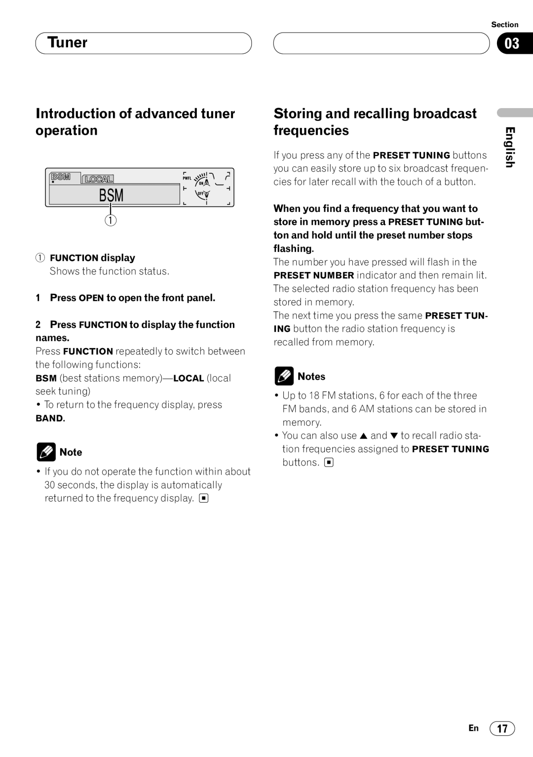 Kenwood CRD3569-A operation manual Introduction of advanced tuner operation, Storing and recalling broadcast Frequencies 