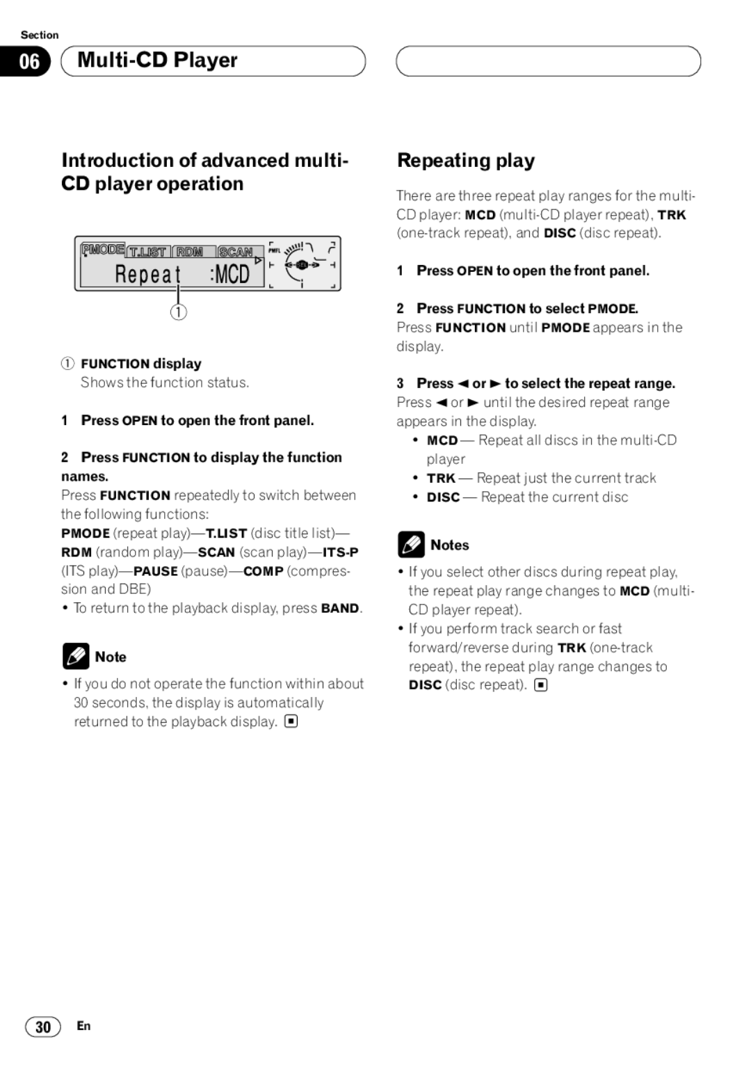 Kenwood CRD3569-A operation manual Introduction of advanced multi- CD player operation, Repeating play 