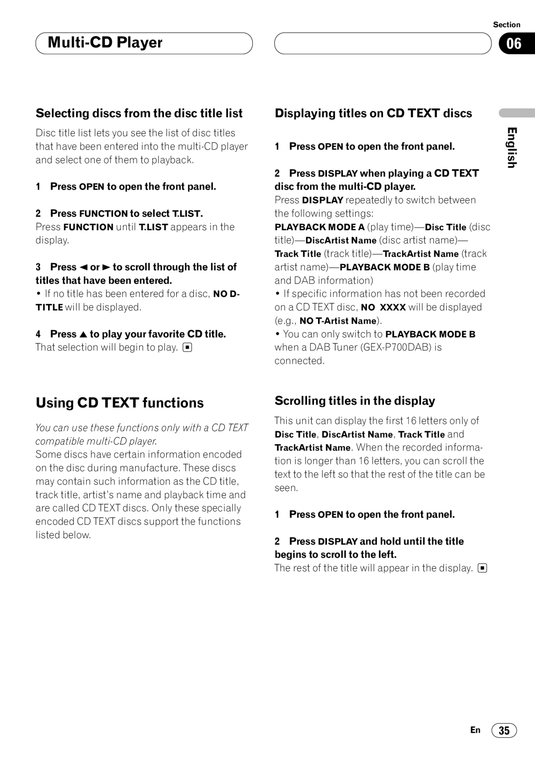 Kenwood CRD3569-A operation manual Using CD Text functions, Selecting discs from the disc title list 