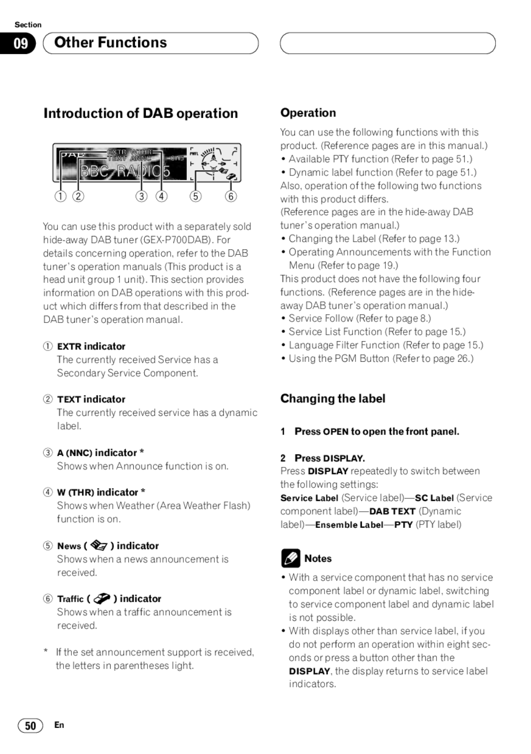 Kenwood CRD3569-A operation manual Introduction of DAB operation, Operation, Changing the label 