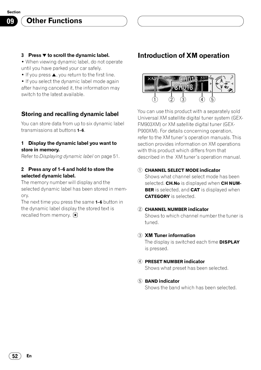 Kenwood CRD3569-A Introduction of XM operation, Storing and recalling dynamic label, Press ∞ to scroll the dynamic label 