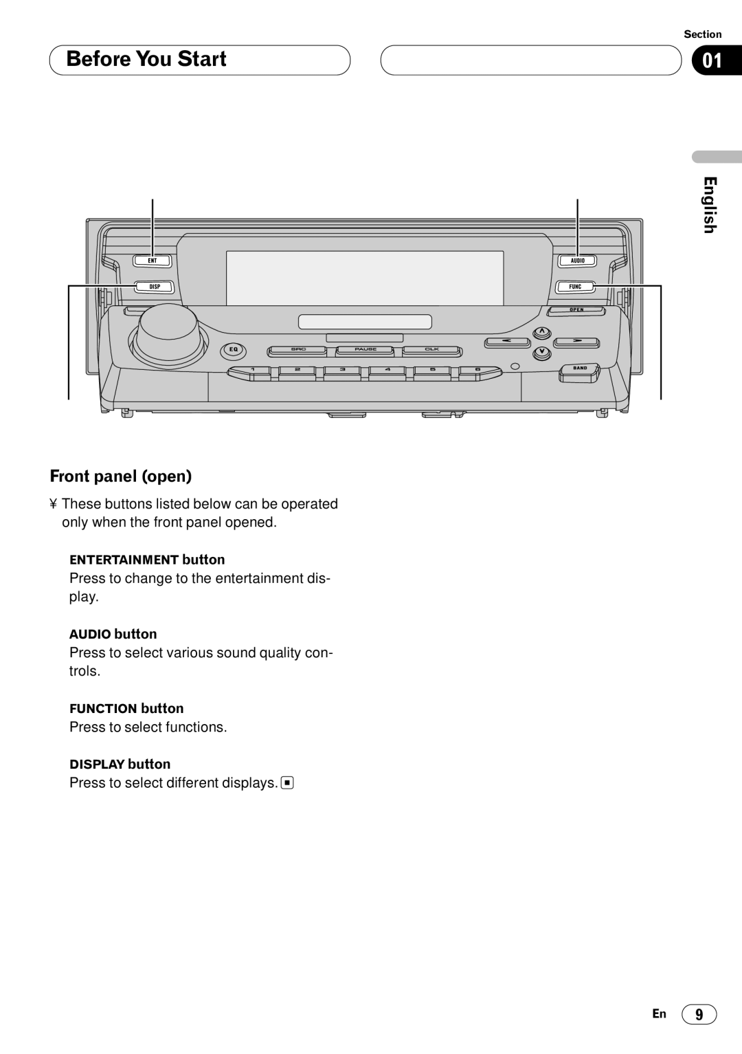 Kenwood CRD3569-A operation manual Front panel open 