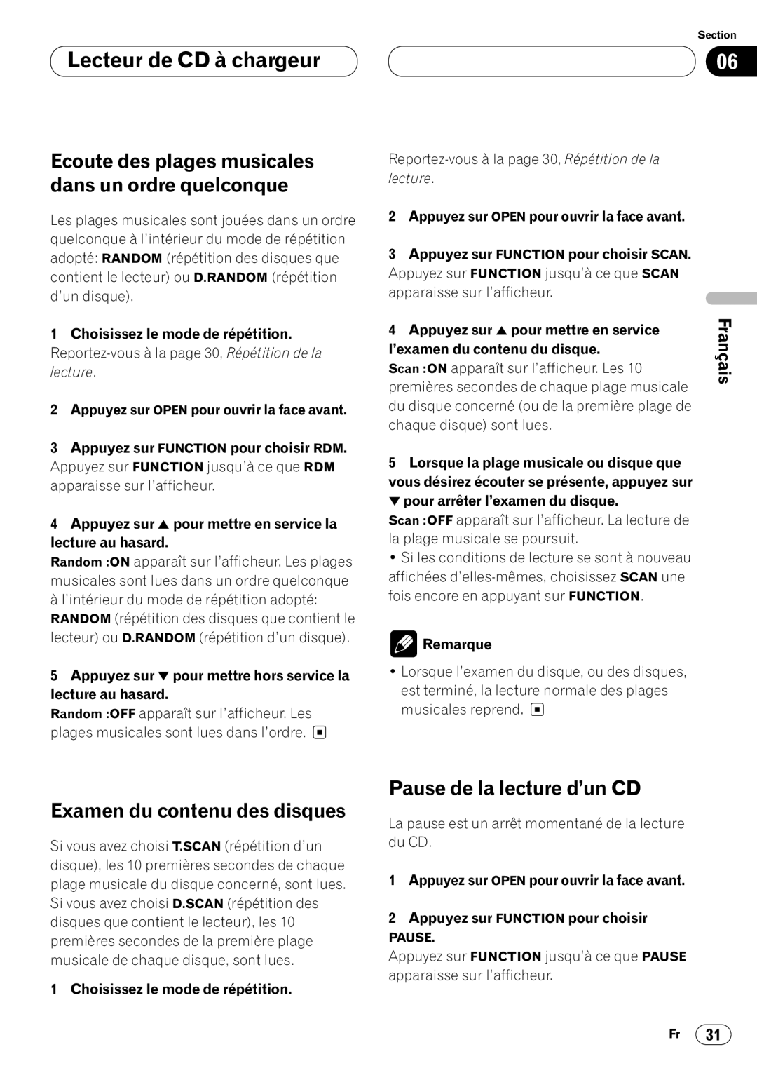 Kenwood CRD3569-A operation manual Examen du contenu des disques 