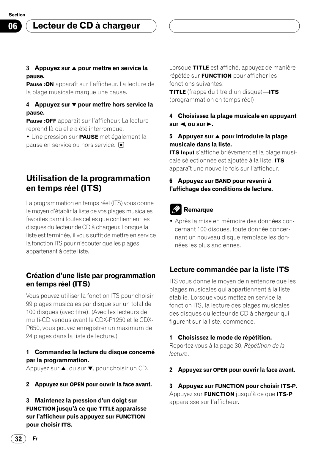 Kenwood CRD3569-A operation manual Utilisation de la programmation en temps réel ITS, Lecture commandée par la liste ITS 