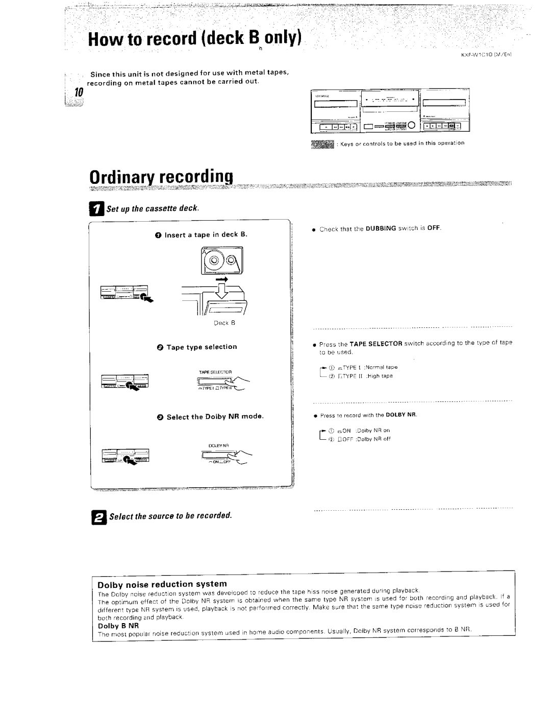 Kenwood CT-201, KXF-W1010 manual 