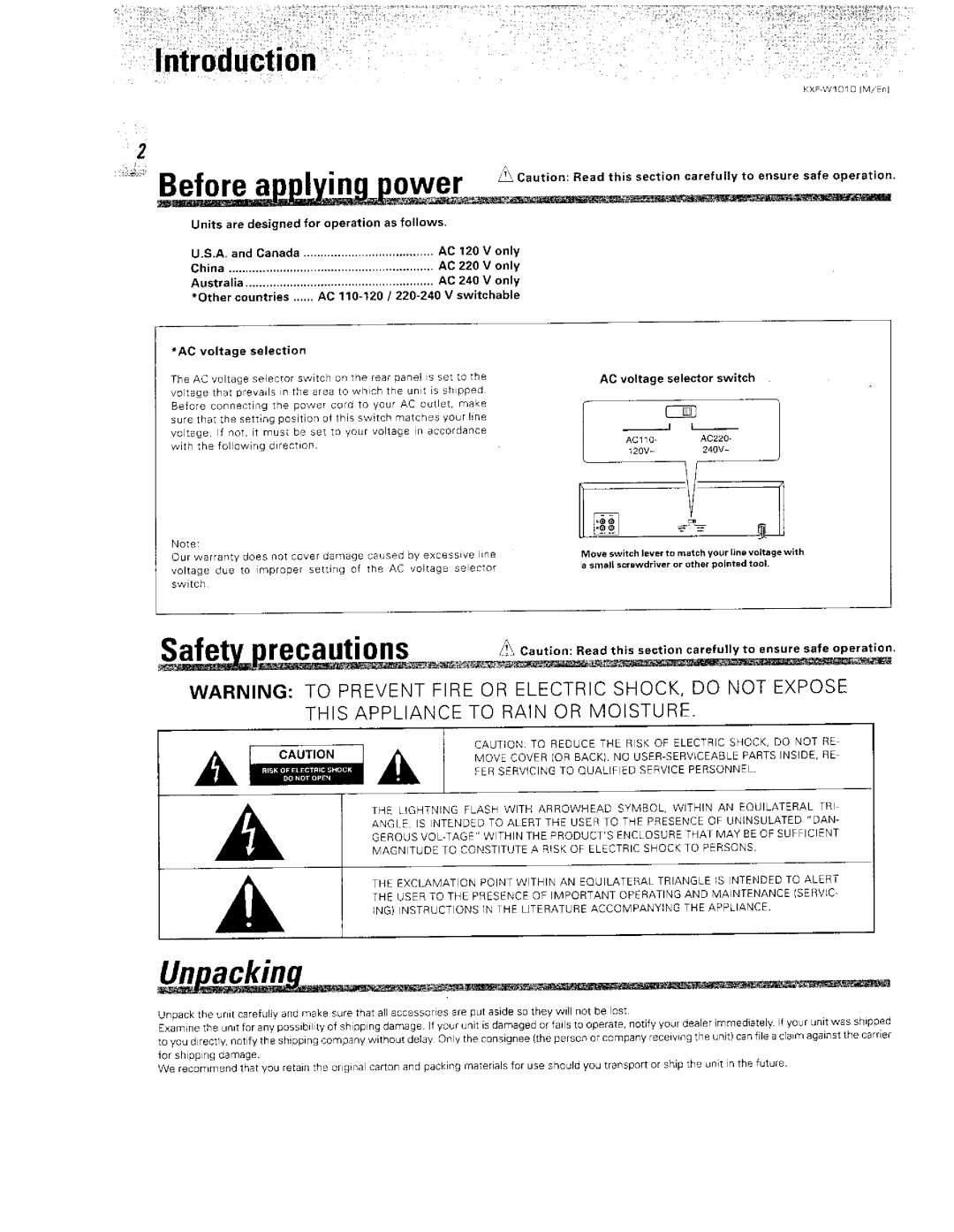 Kenwood CT-201, KXF-W1010 manual 