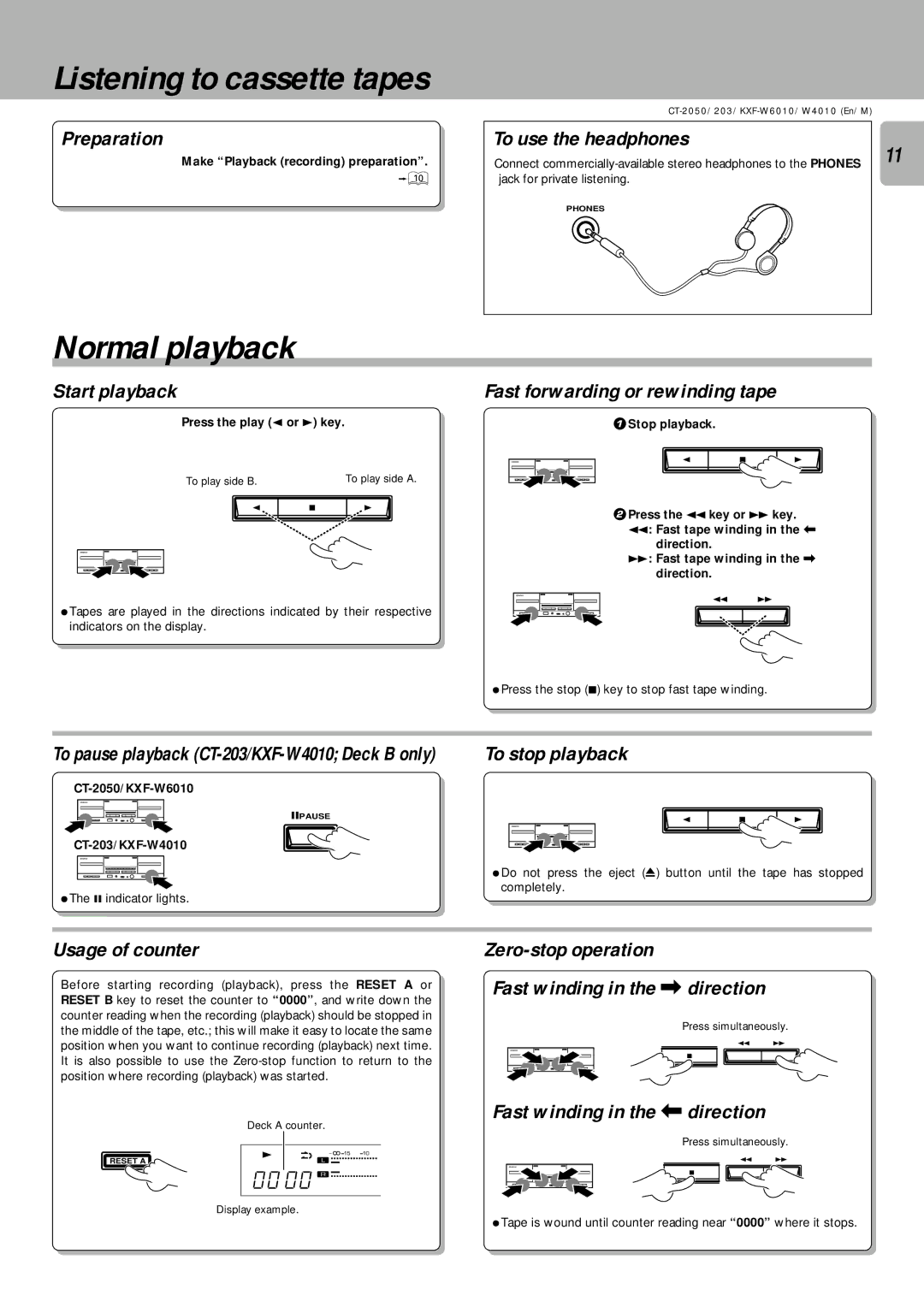 Kenwood KXF-W6010, CT-203, CT-2050, KXF-W4010 instruction manual Normal playback 