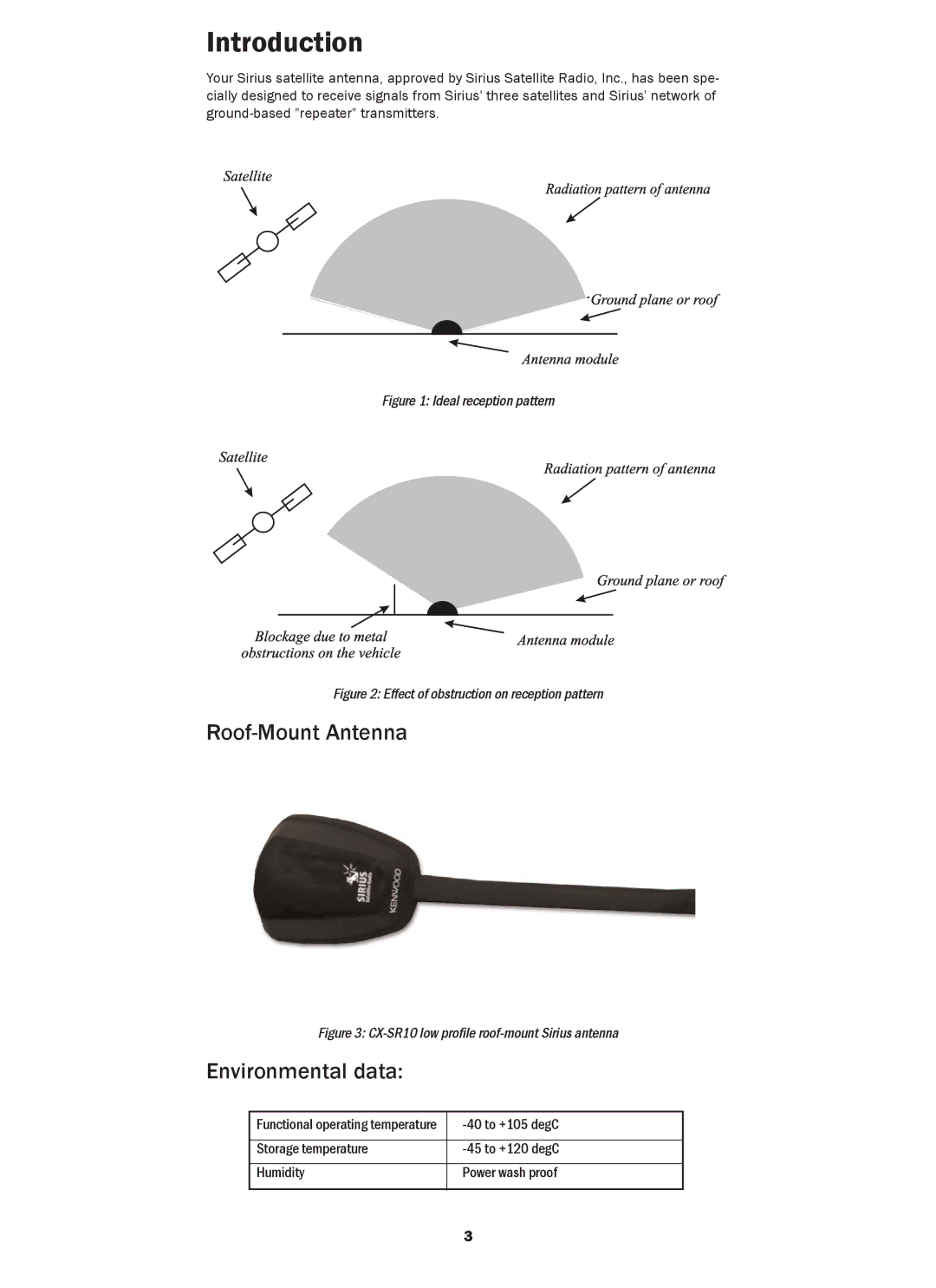 Kenwood CX-SR10 installation manual Introduction, Environmental data 