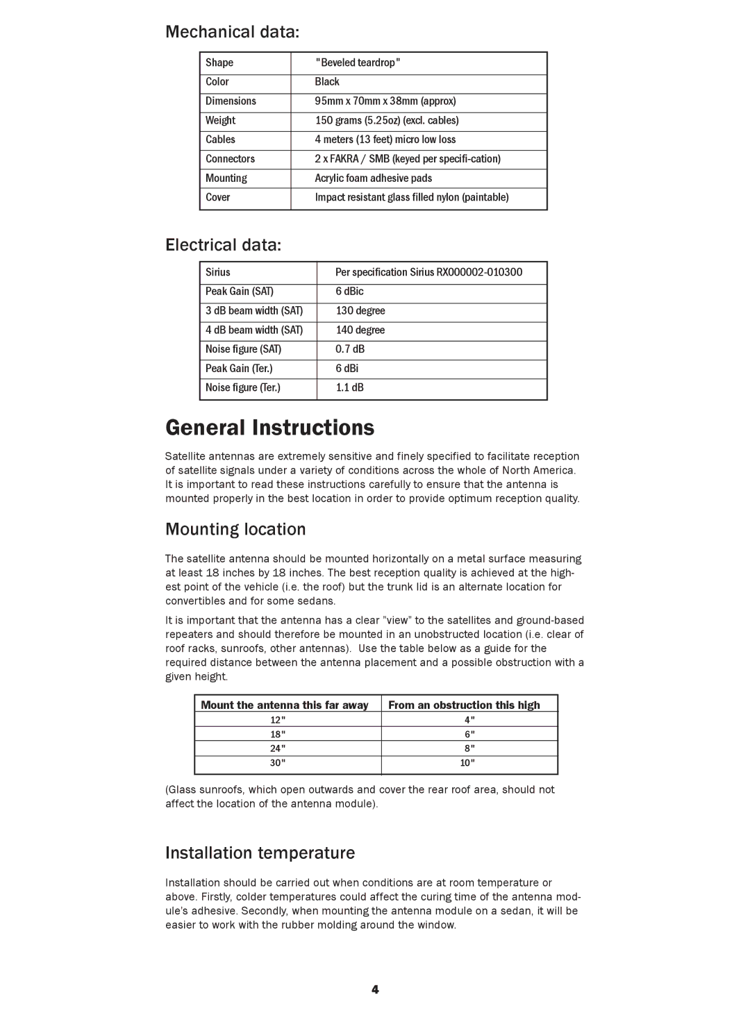 Kenwood CX-SR10 installation manual General Instructions, Mechanical data 