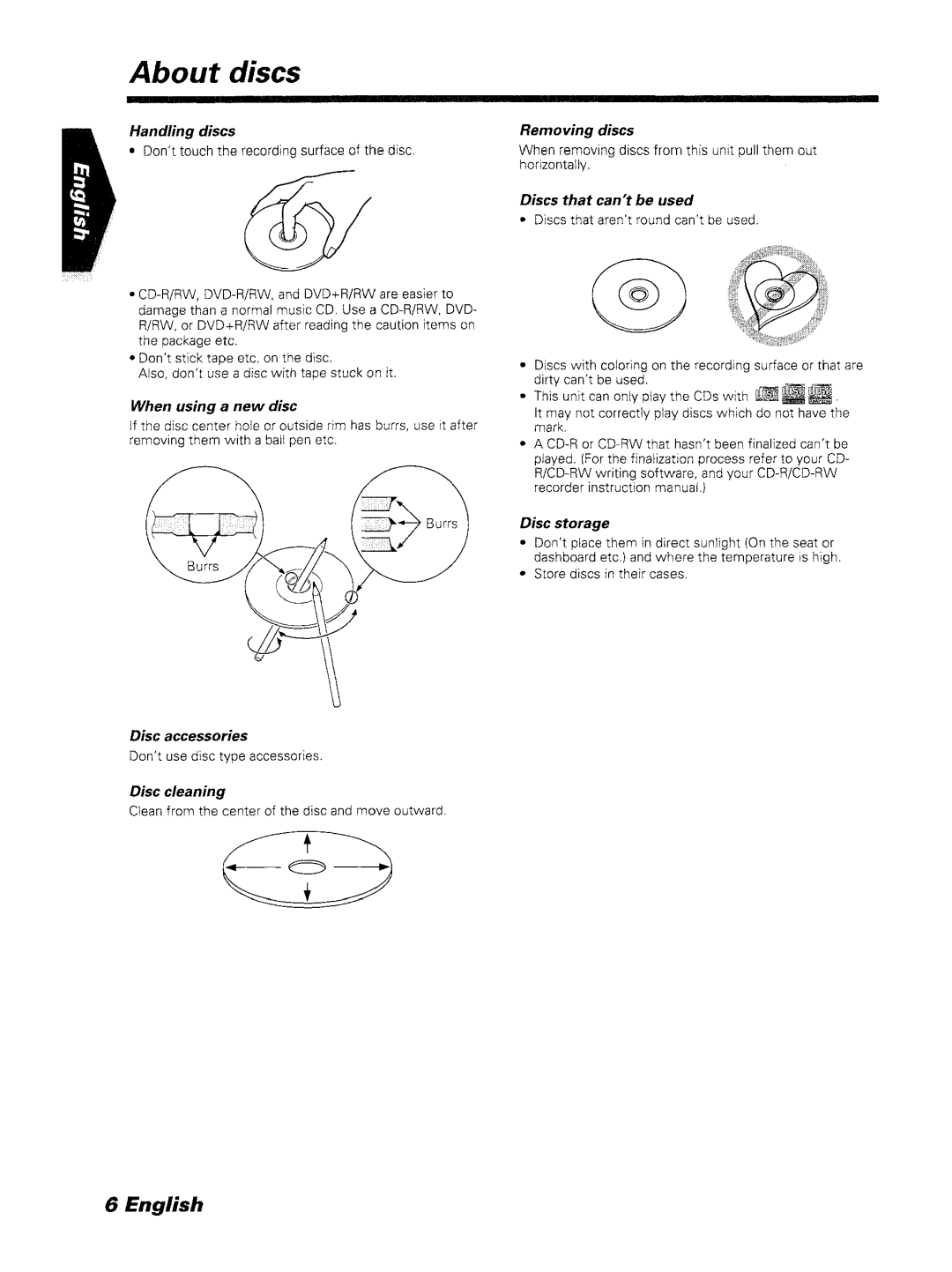 Kenwood DDX7045 instruction manual About discs 