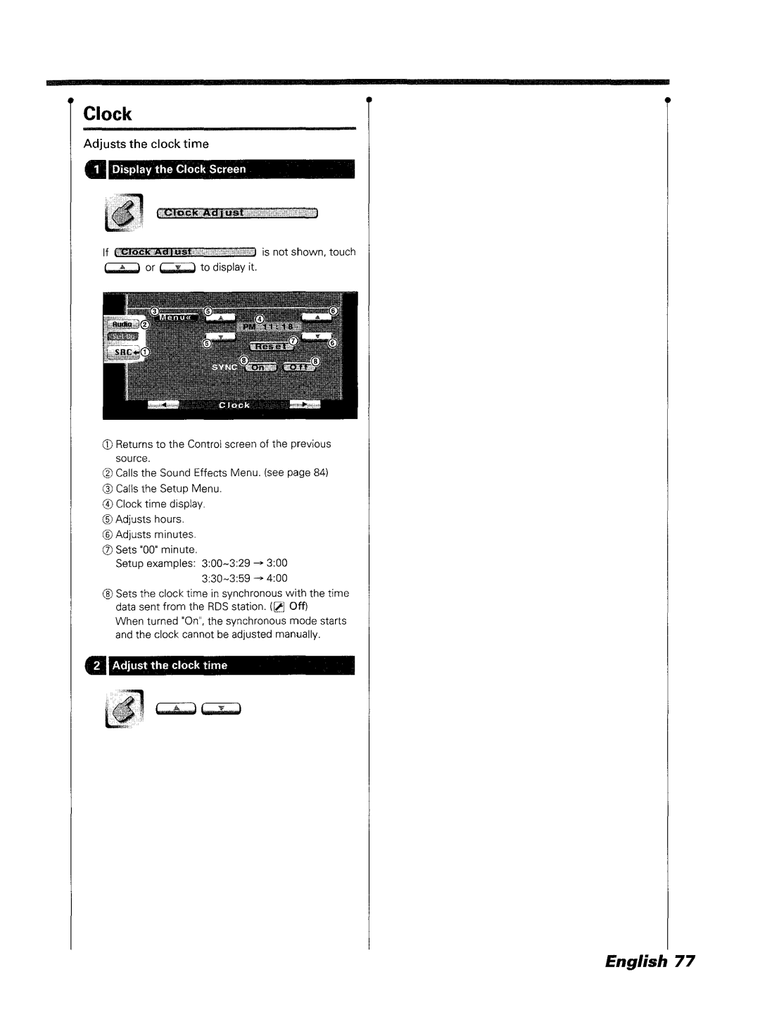 Kenwood DDX7045 instruction manual Clock, ~ or ~ to displayit 