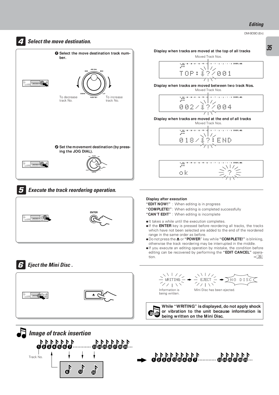 Kenwood DM-9090 instruction manual Image of track insertion, P Ç? / 0 0, 2 / Ç?, 8 / Ç? E 