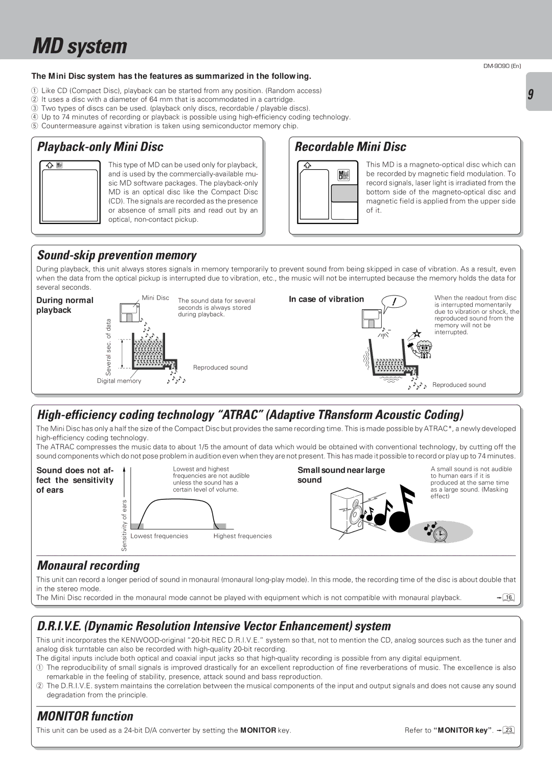 Kenwood DM-9090 instruction manual MD system 