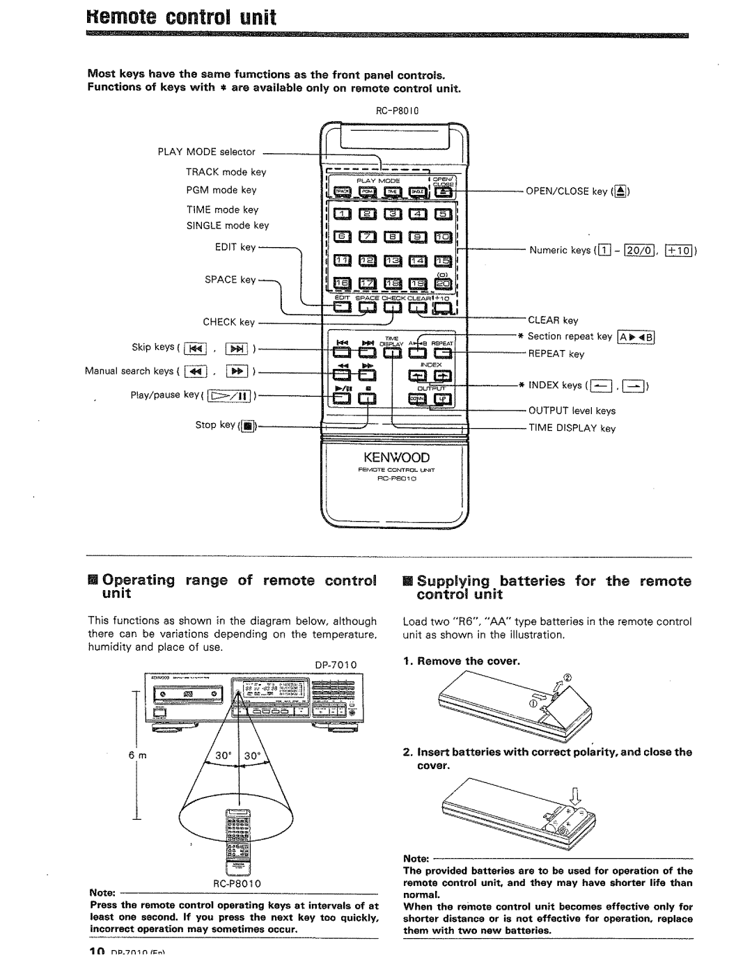 Kenwood DP-7010 manual 