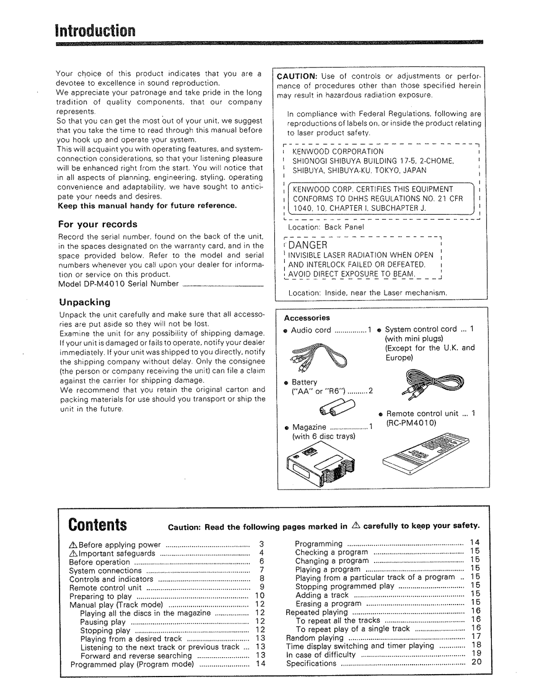 Kenwood DP-M4010 manual 