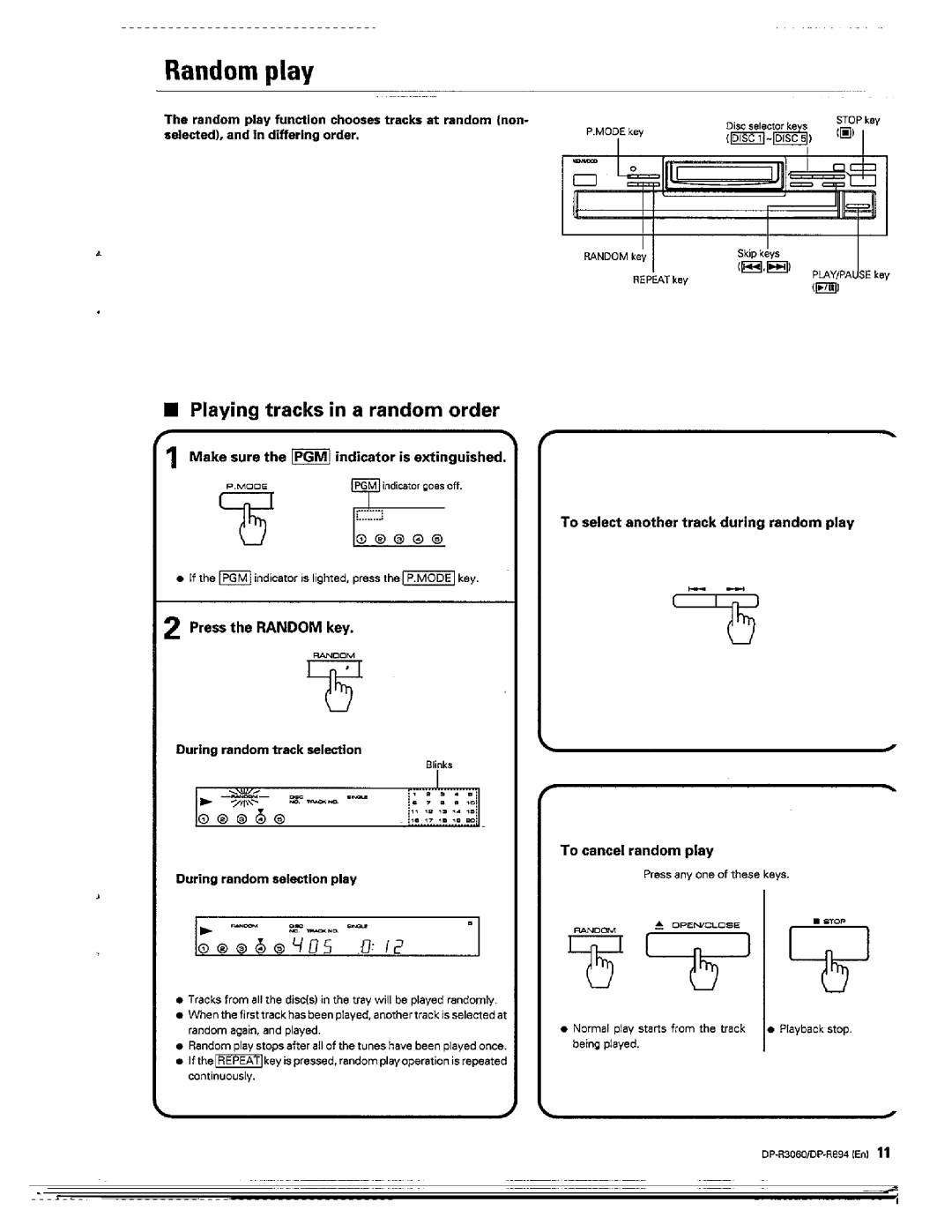 Kenwood DP-R894, DP-R3060 manual 